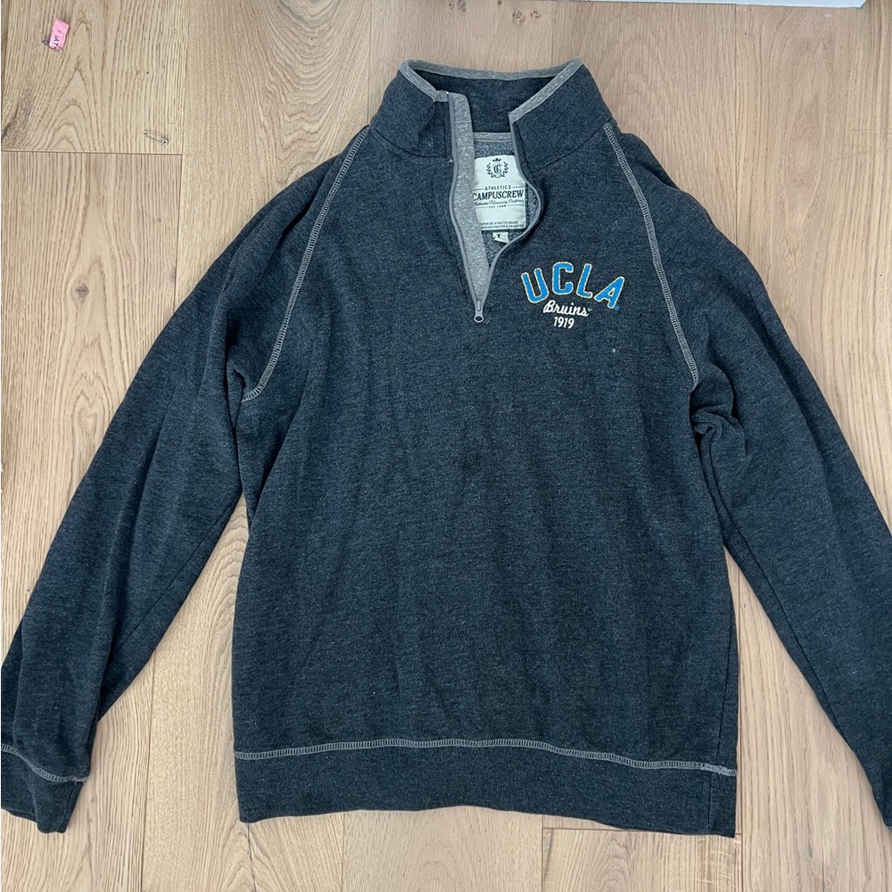UCLA college grey crewneck hoodie with zipper